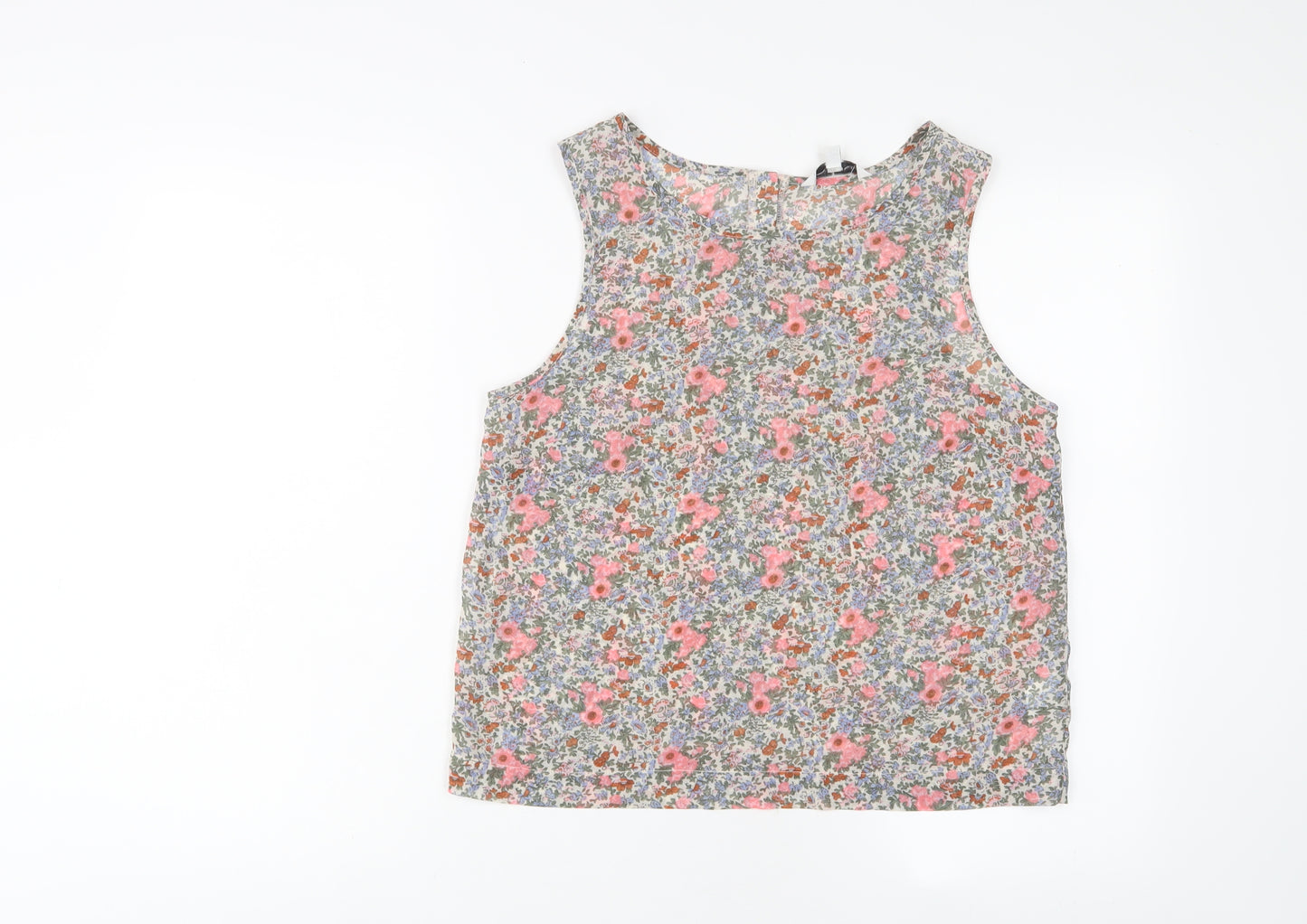New Look Womens Multicoloured Floral Polyester Basic Tank Size 12 Scoop Neck