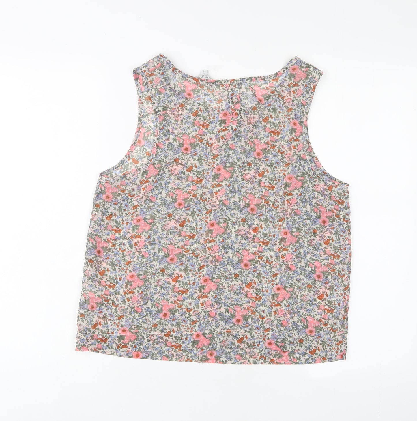 New Look Womens Multicoloured Floral Polyester Basic Tank Size 12 Scoop Neck
