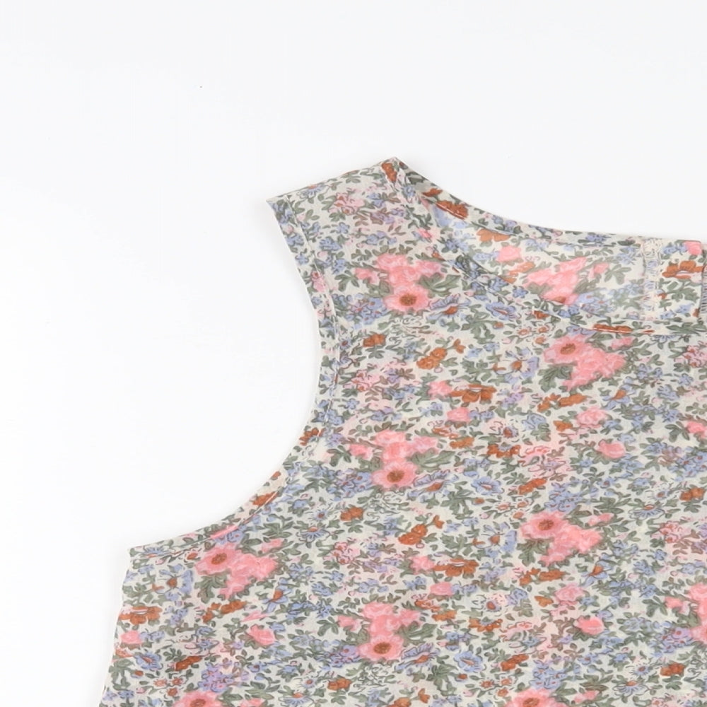 New Look Womens Multicoloured Floral Polyester Basic Tank Size 12 Scoop Neck
