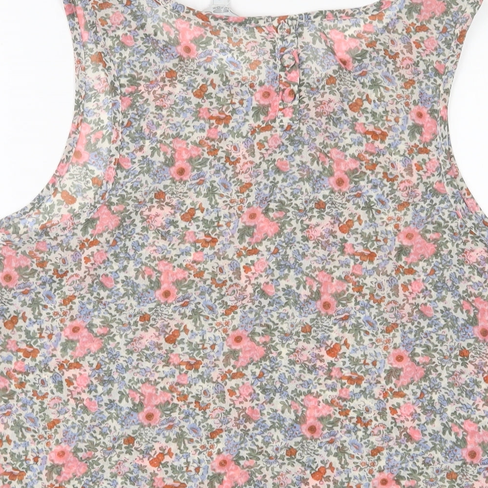 New Look Womens Multicoloured Floral Polyester Basic Tank Size 12 Scoop Neck