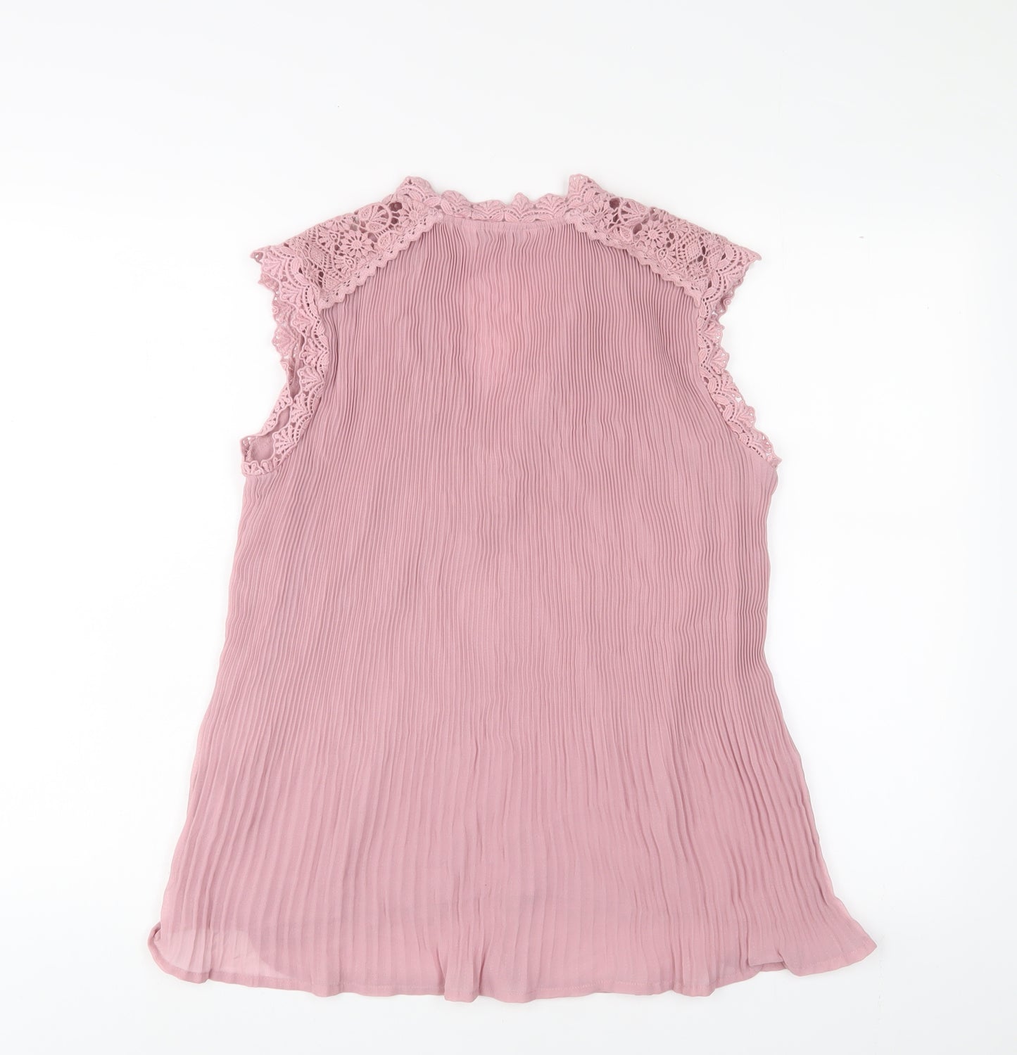 NEXT Womens Pink Polyester Basic Blouse Size 10 V-Neck - Pleated, Crotchet