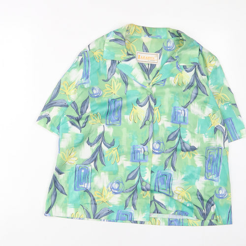 Iazarus Womens Blue Geometric Acrylic Basic Button-Up Size 18 Collared