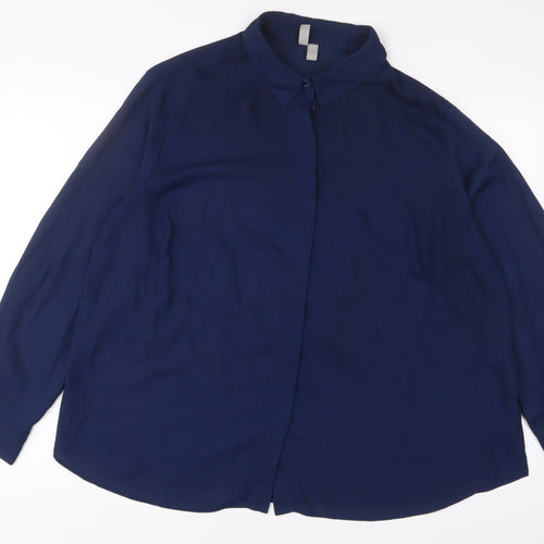 ASOS Womens Blue Polyester Basic Button-Up Size 20 Collared