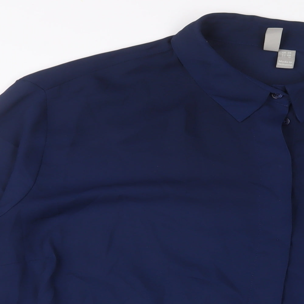 ASOS Womens Blue Polyester Basic Button-Up Size 20 Collared