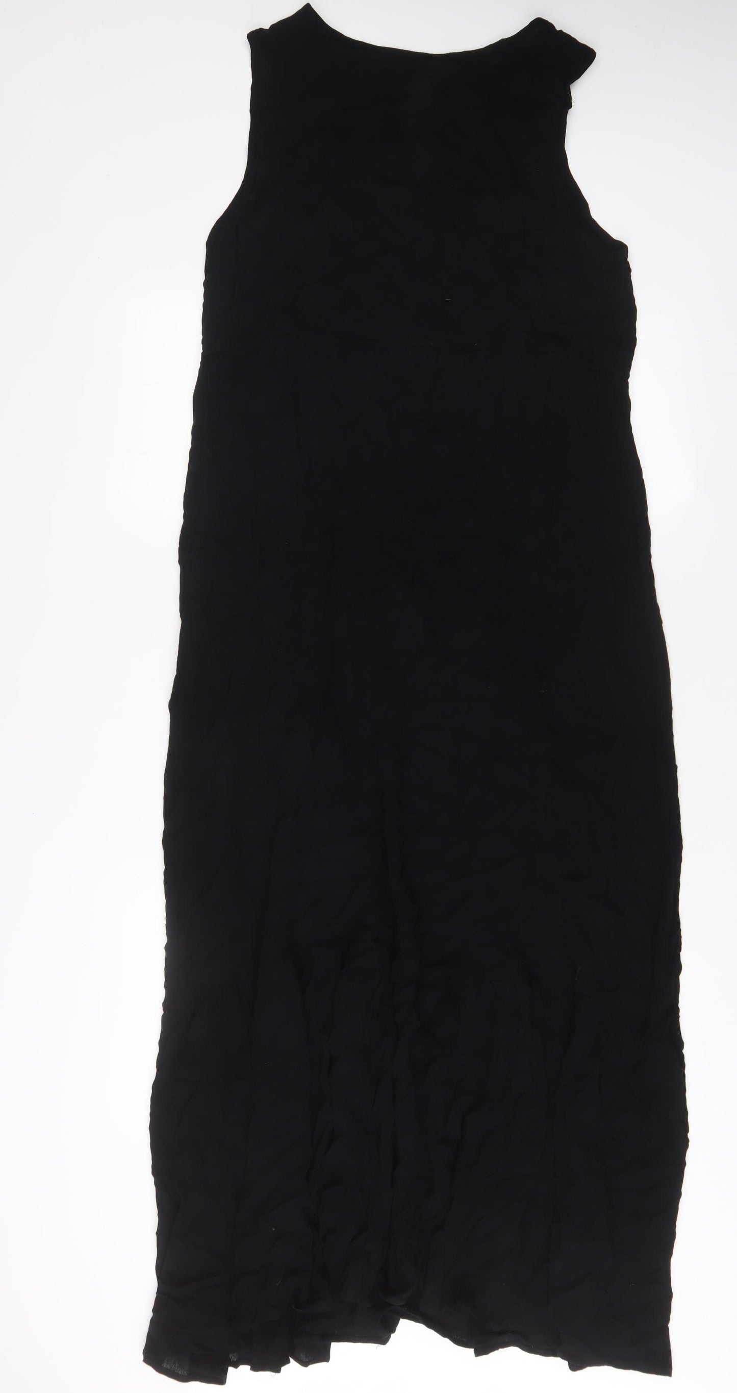 Emreco Womens Black Viscose A-Line Size 16 V-Neck Pullover - Embroidered