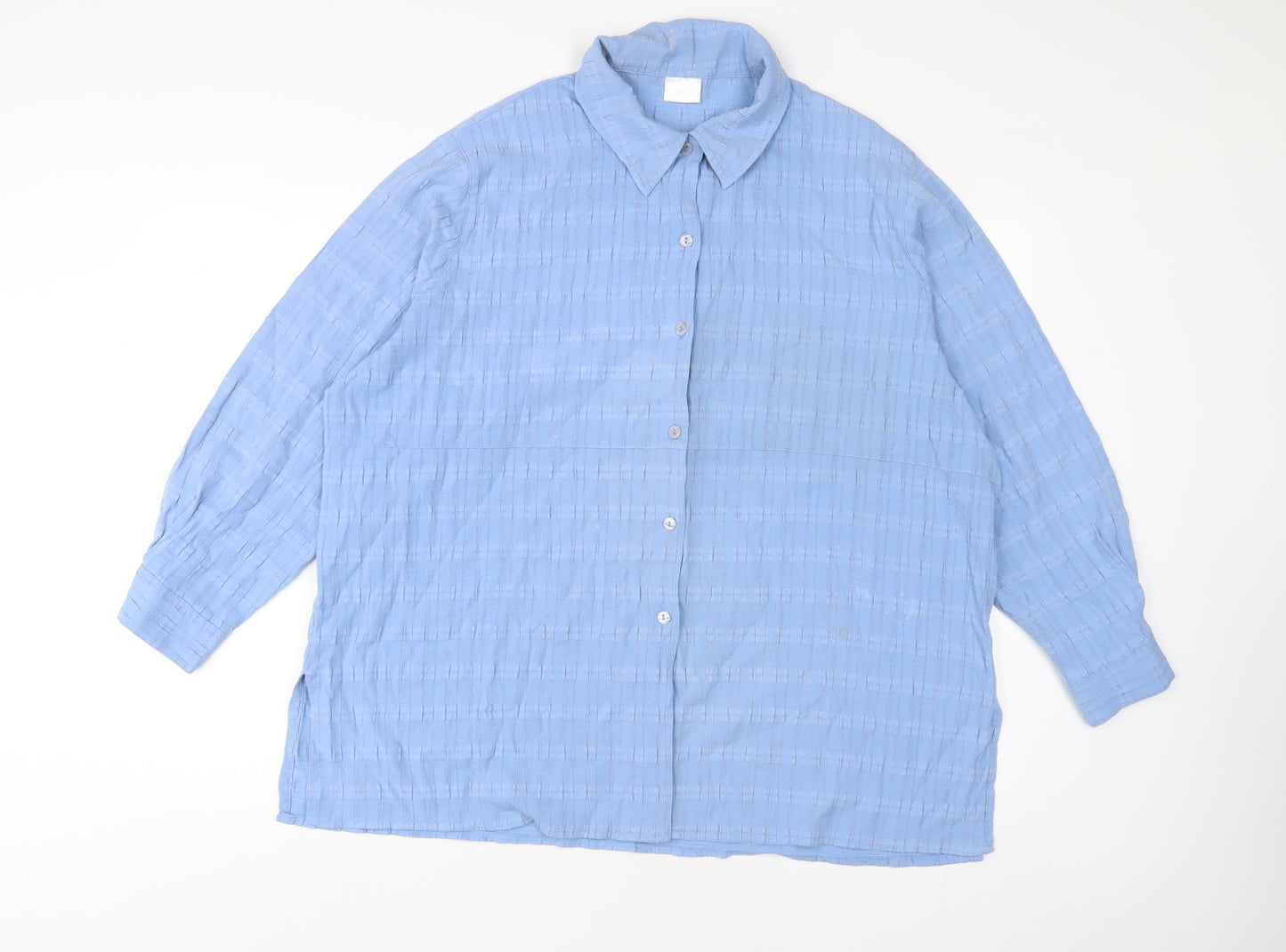 Classic Womens Blue Viscose Basic Button-Up Size 24 Collared