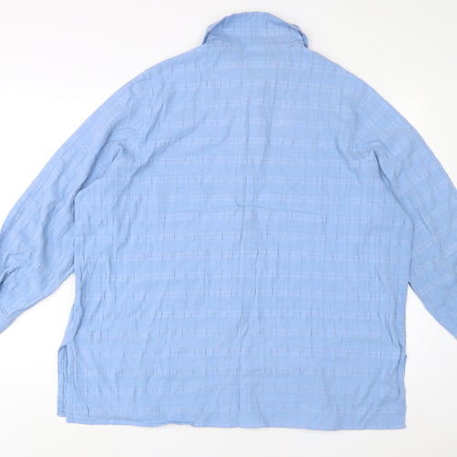 Classic Womens Blue Viscose Basic Button-Up Size 24 Collared