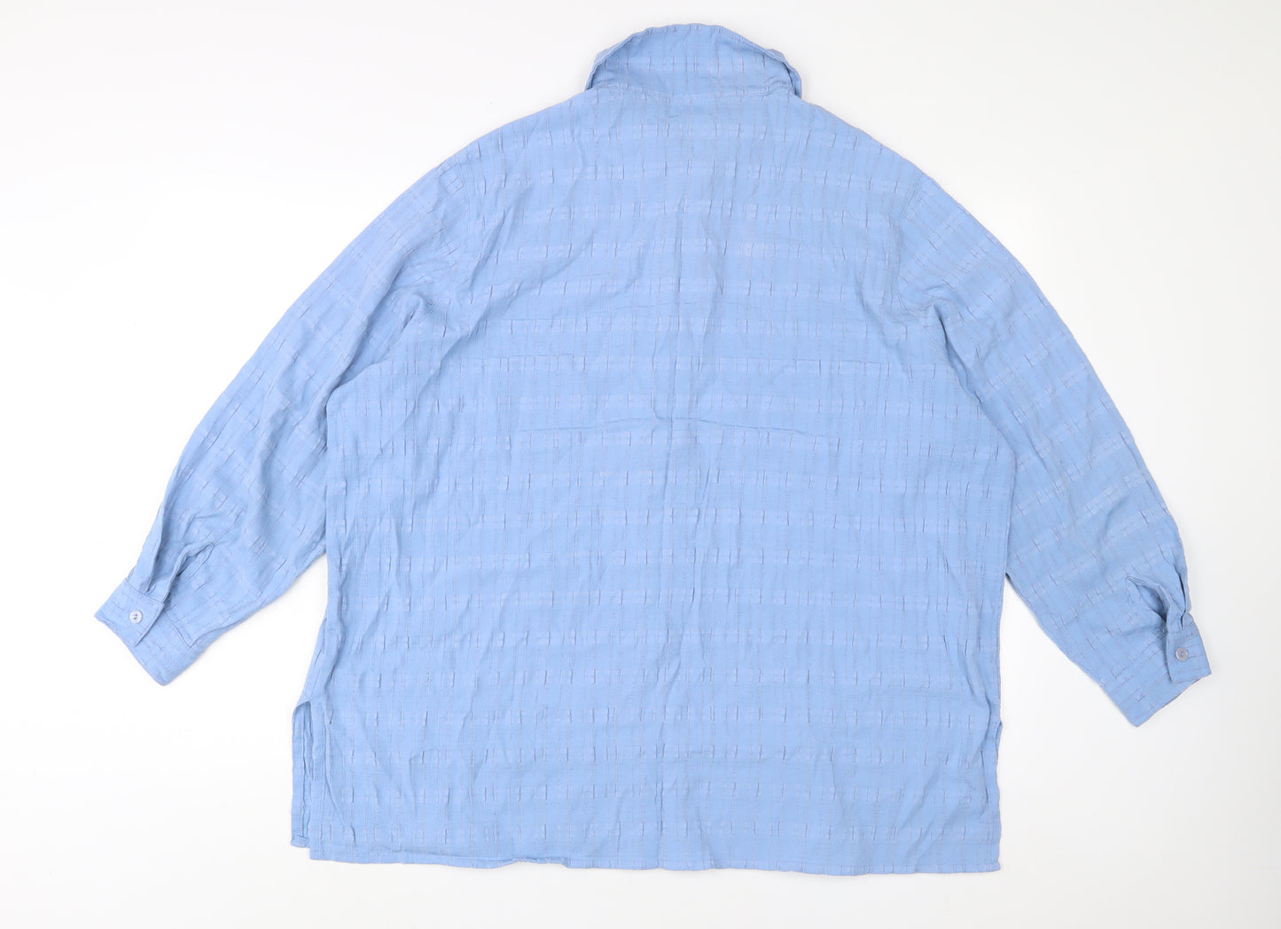 Classic Womens Blue Viscose Basic Button-Up Size 24 Collared