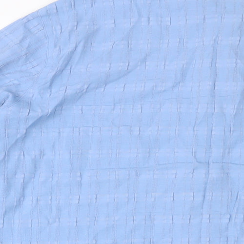 Classic Womens Blue Viscose Basic Button-Up Size 24 Collared