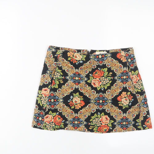Pins & Needles Womens Multicoloured Fair Isle Cotton A-Line Skirt Size S Zip