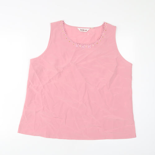 Kaleidoscope Womens Pink Polyester Basic Tank Size 18 Scoop Neck - Embroidered, Sequins