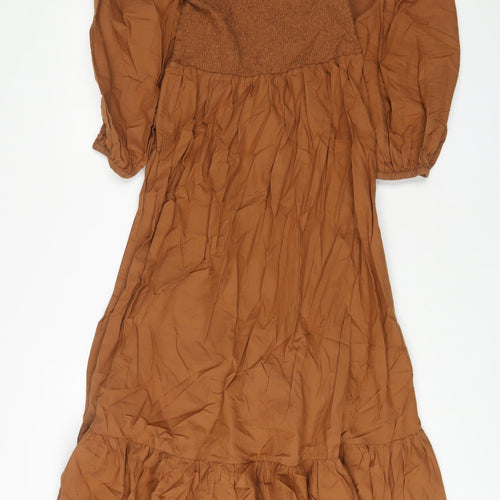 Urban Outfitters Womens Brown Cotton A-Line Size S Square Neck Pullover