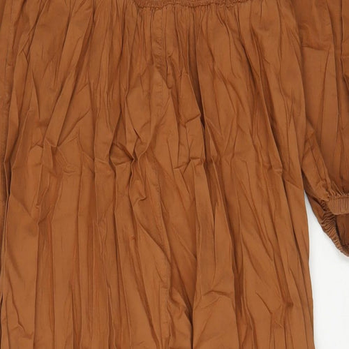 Urban Outfitters Womens Brown Cotton A-Line Size S Square Neck Pullover