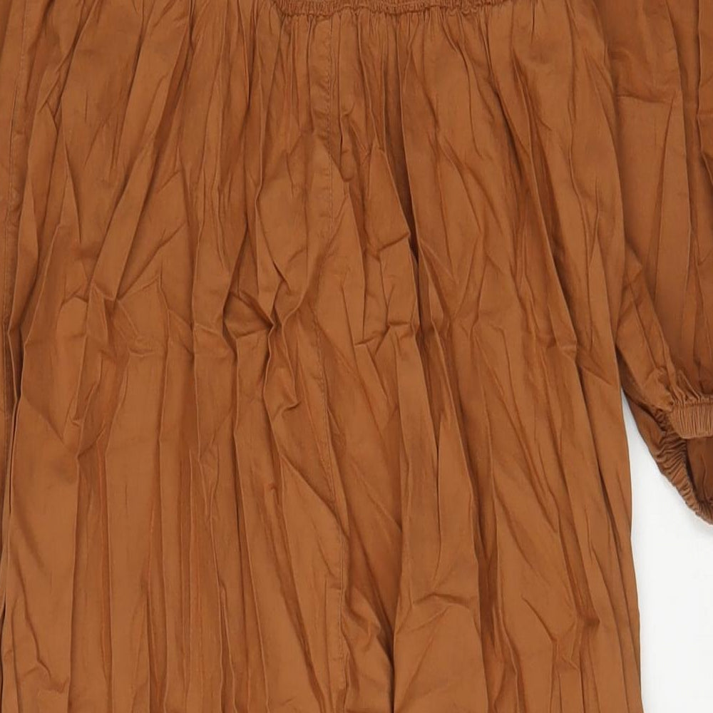 Urban Outfitters Womens Brown Cotton A-Line Size S Square Neck Pullover