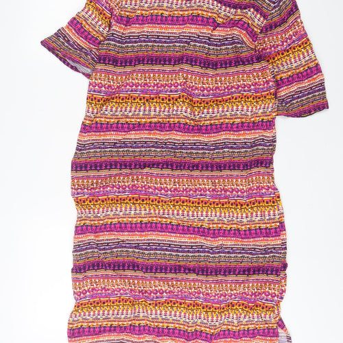 DASH Womens Multicoloured Geometric Viscose A-Line Size 10 Boat Neck Pullover