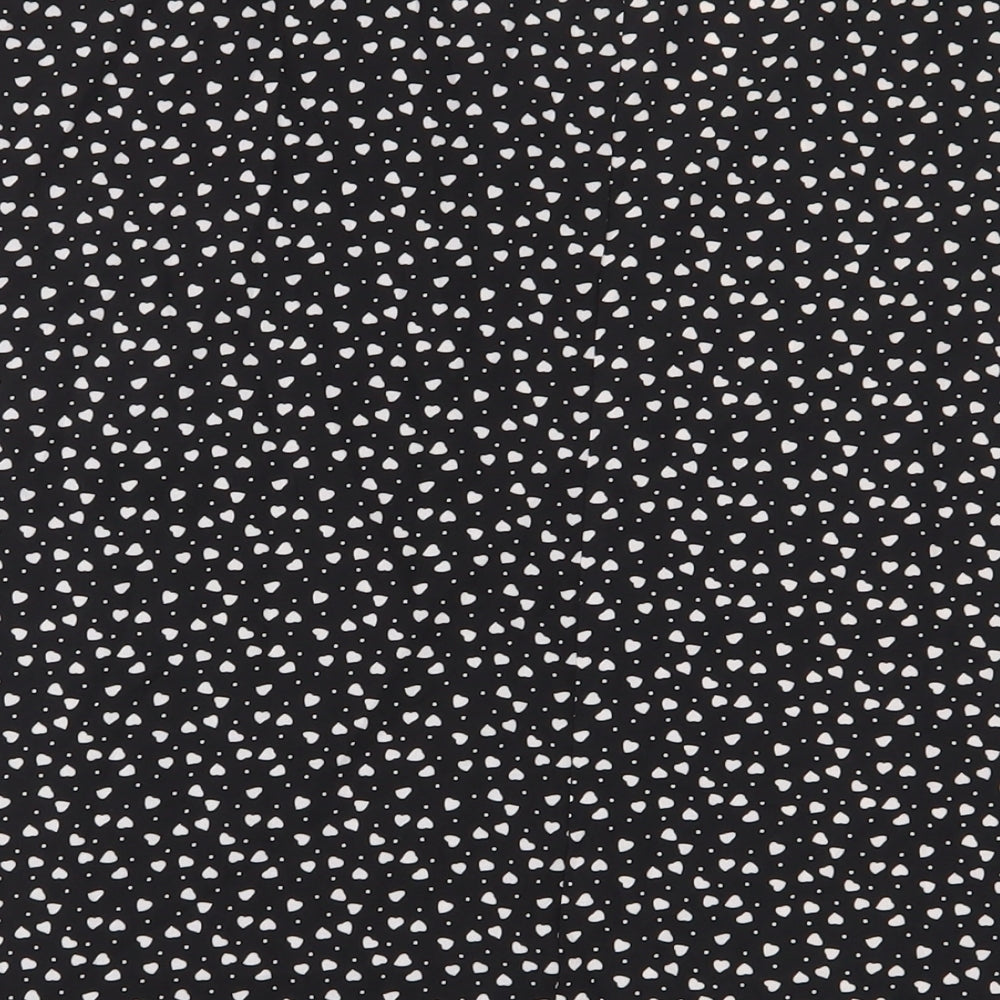 EMERY ROSE Womens Black Geometric Polyester Basic T-Shirt Size XL V-Neck - Hearts