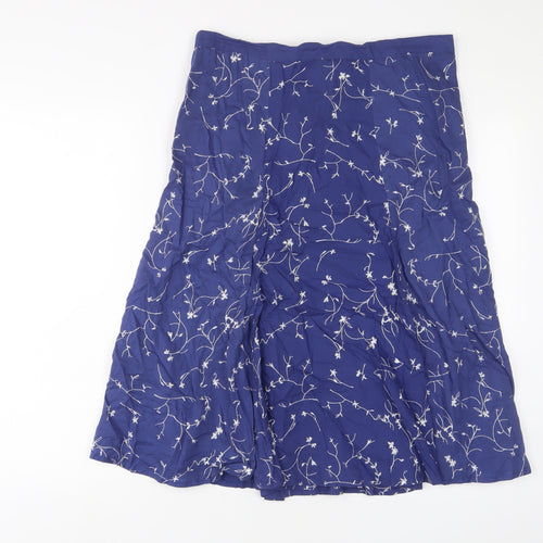 Profile Womens Blue Geometric Cotton A-Line Skirt Size 16 Zip - Belted