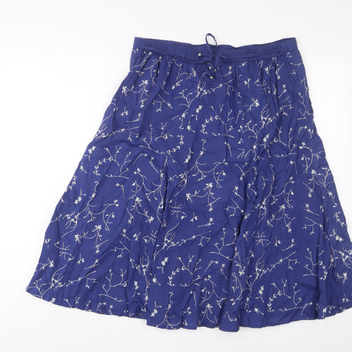 Profile Womens Blue Geometric Cotton A-Line Skirt Size 16 Zip - Belted