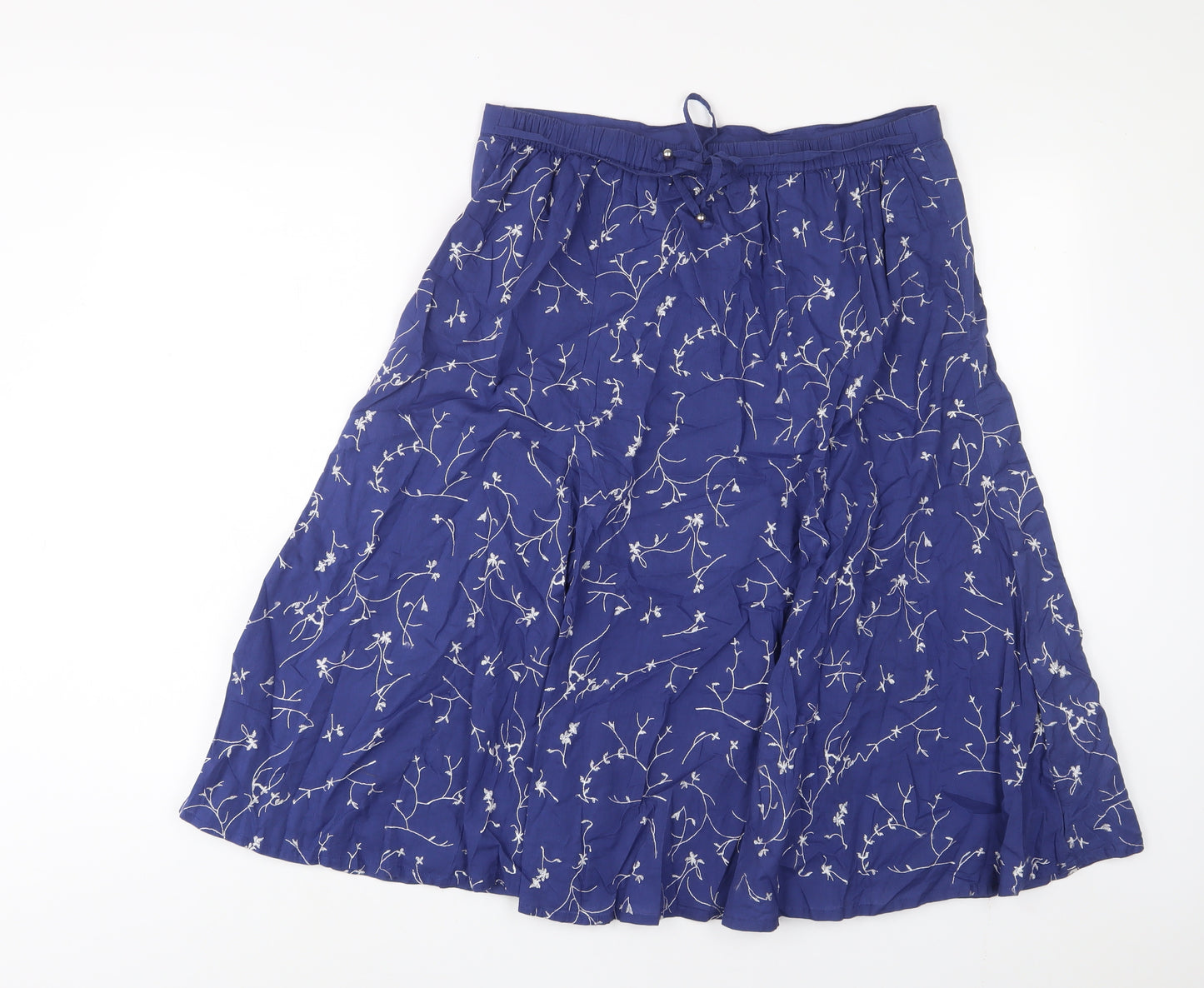 Profile Womens Blue Geometric Cotton A-Line Skirt Size 16 Zip - Belted