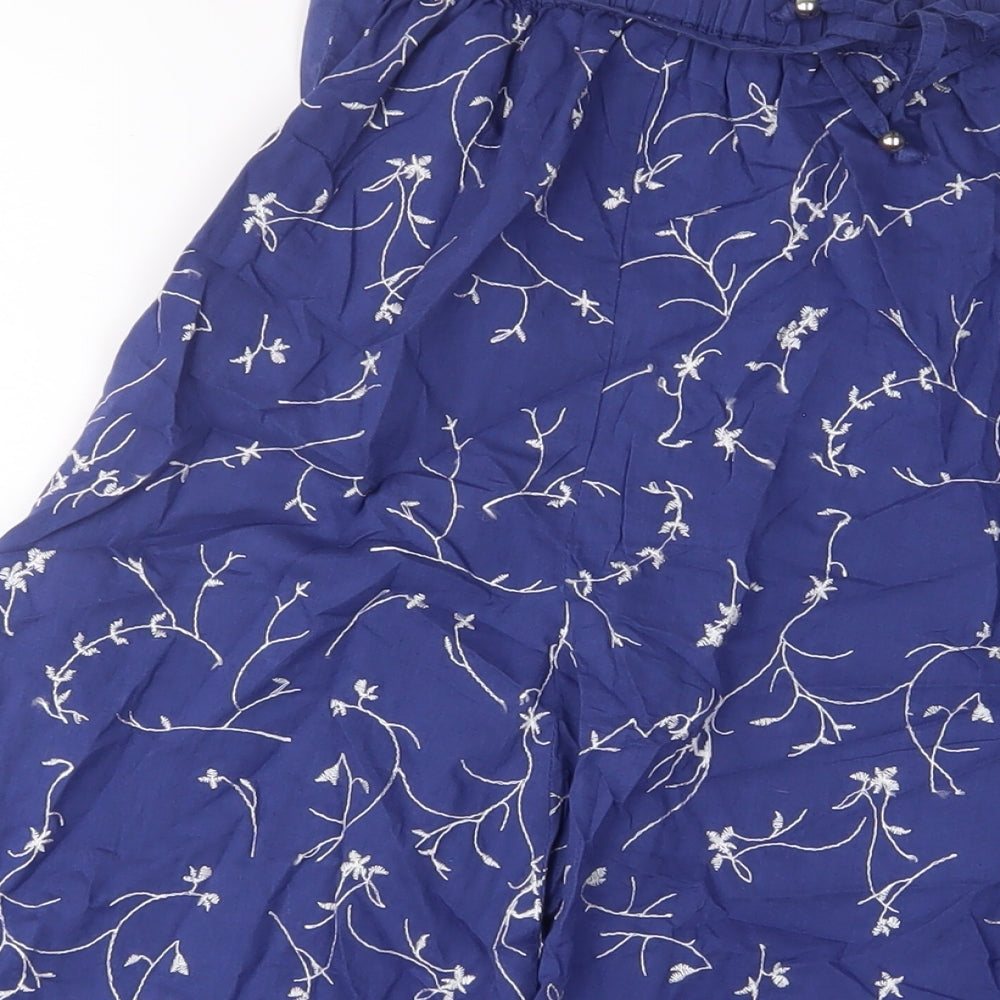 Profile Womens Blue Geometric Cotton A-Line Skirt Size 16 Zip - Belted
