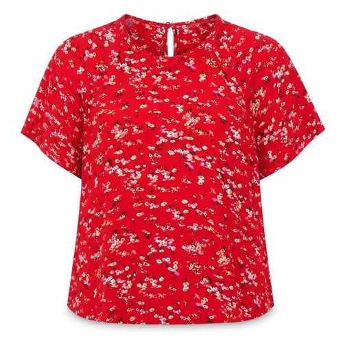 Marks and Spencer Womens Red Floral Viscose Top Pyjama Top Size 10 Button