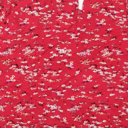 Marks and Spencer Womens Red Floral Viscose Top Pyjama Top Size 10 Button