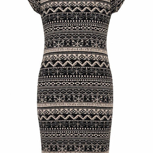 izabel London Womens Black Geometric Viscose Bodycon Size 10 Roll Neck Pullover