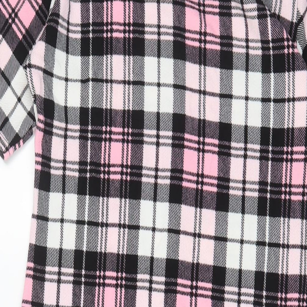 KAAYA Womens Pink Plaid Polyester Bodycon Size 16 Crew Neck Pullover