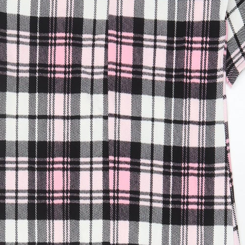 KAAYA Womens Pink Plaid Polyester Bodycon Size 16 Crew Neck Pullover