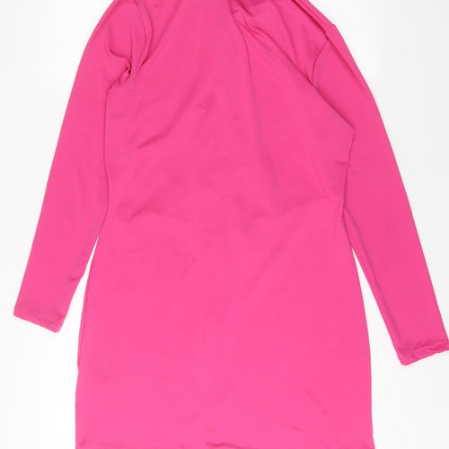 Be Beau Womens Pink Polyester A-Line Size 16 Collared Button - Ruched