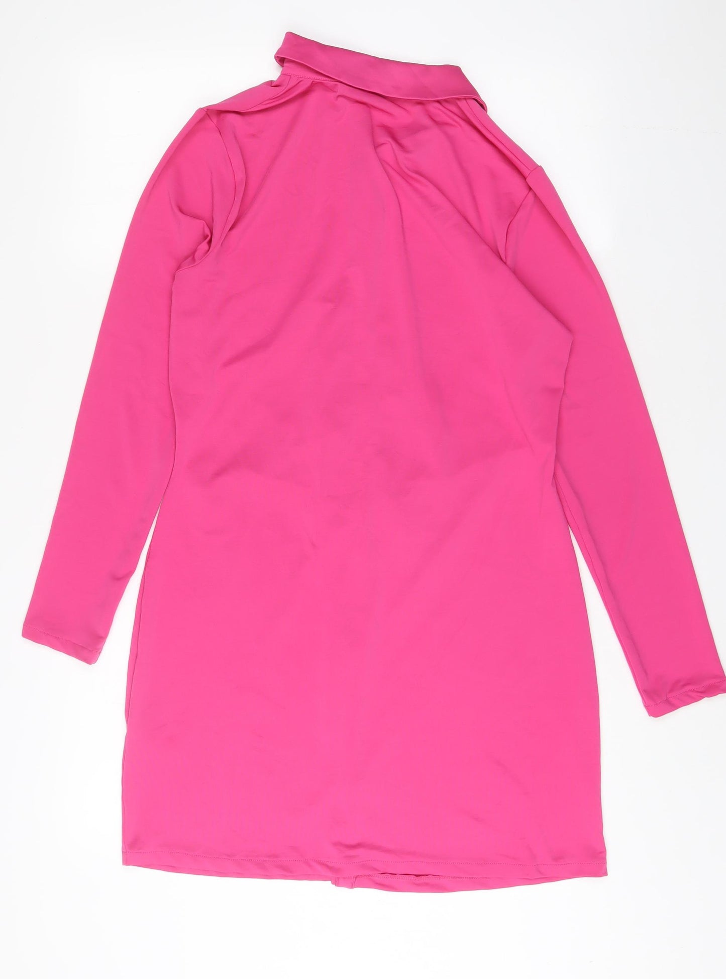 Be Beau Womens Pink Polyester A-Line Size 16 Collared Button - Ruched