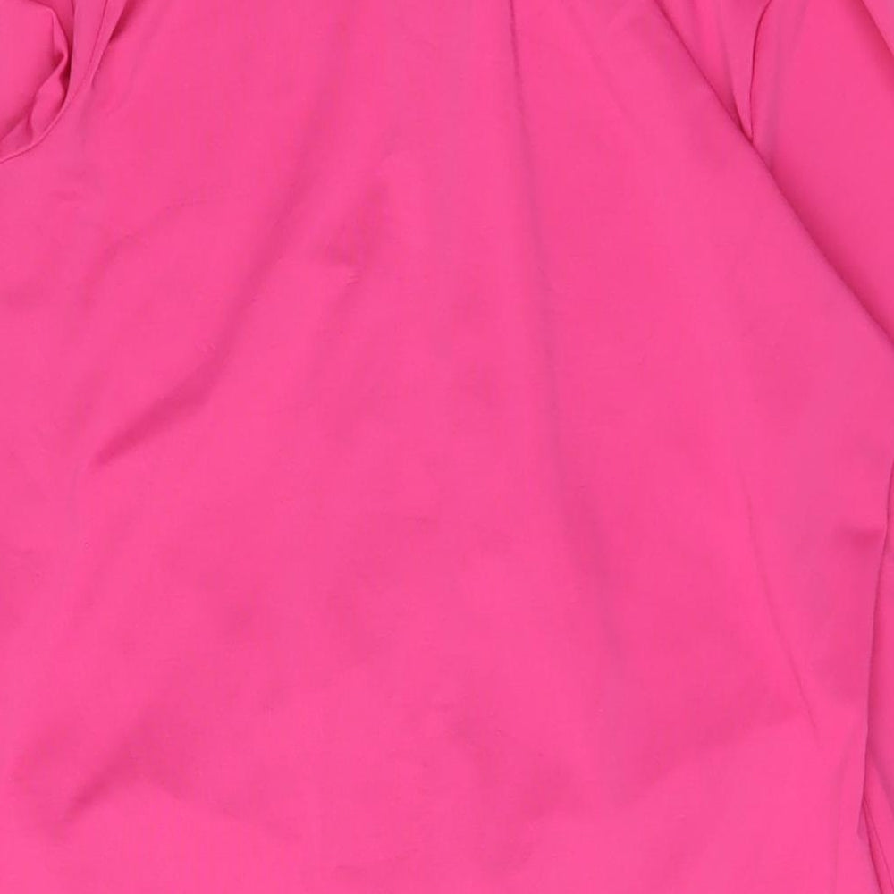 Be Beau Womens Pink Polyester A-Line Size 16 Collared Button - Ruched