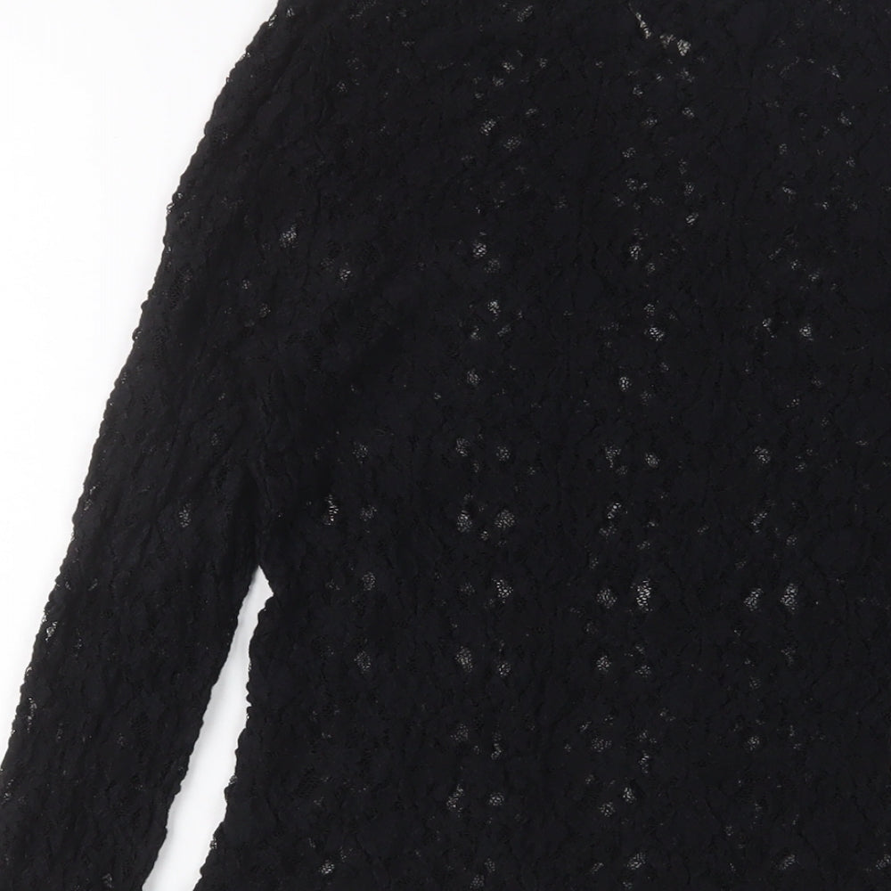 Mango Womens Black Polyester Basic T-Shirt Size M Crew Neck