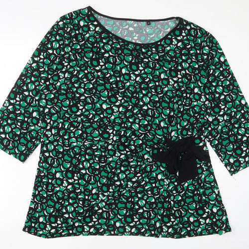 Debenhams Womens Green Geometric Polyester Wrap Blouse Size 22 V-Neck