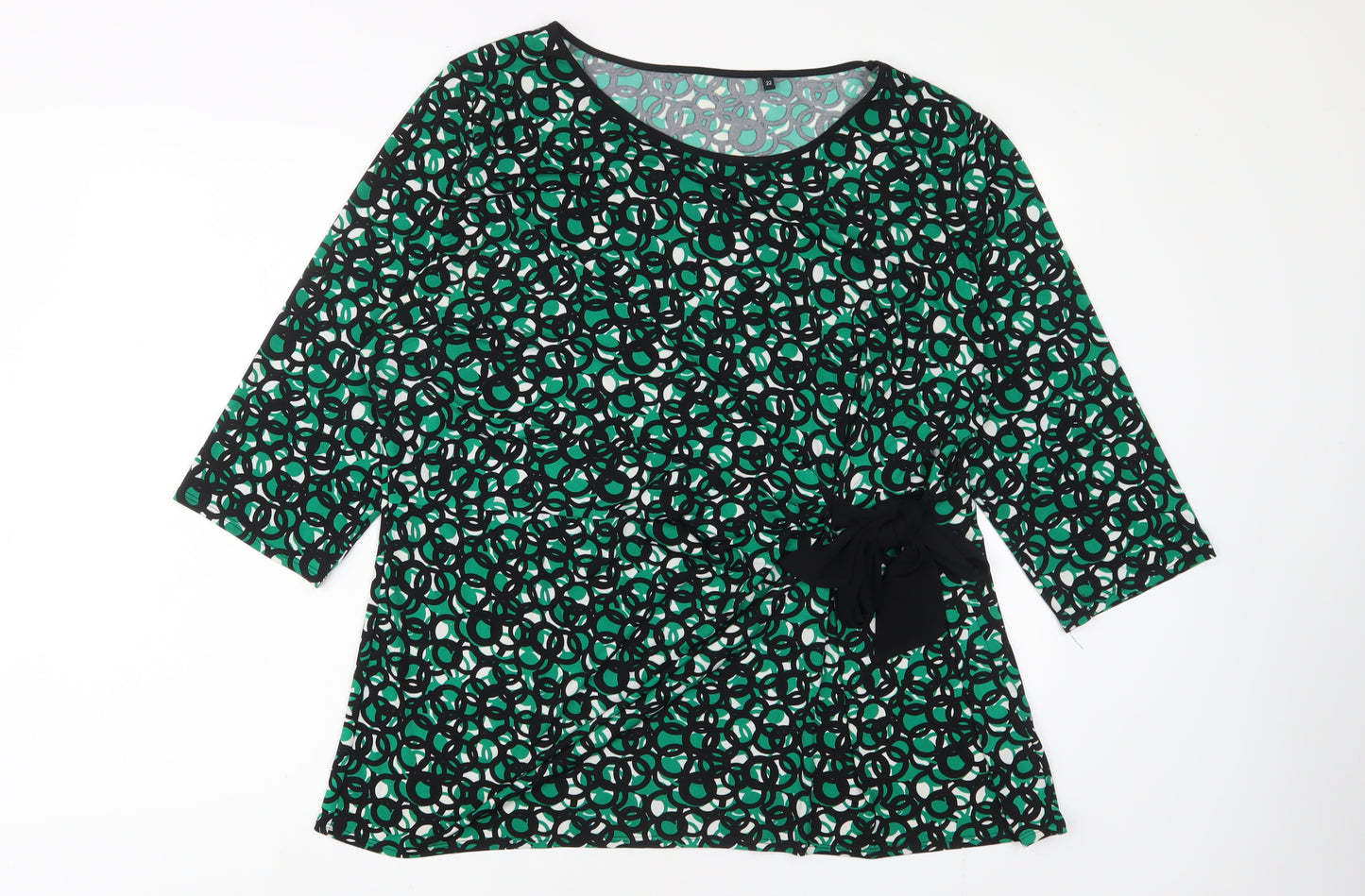 Debenhams Womens Green Geometric Polyester Wrap Blouse Size 22 V-Neck