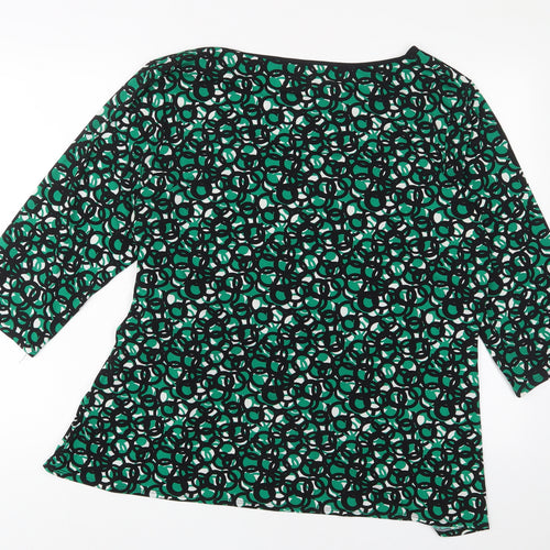 Debenhams Womens Green Geometric Polyester Wrap Blouse Size 22 V-Neck
