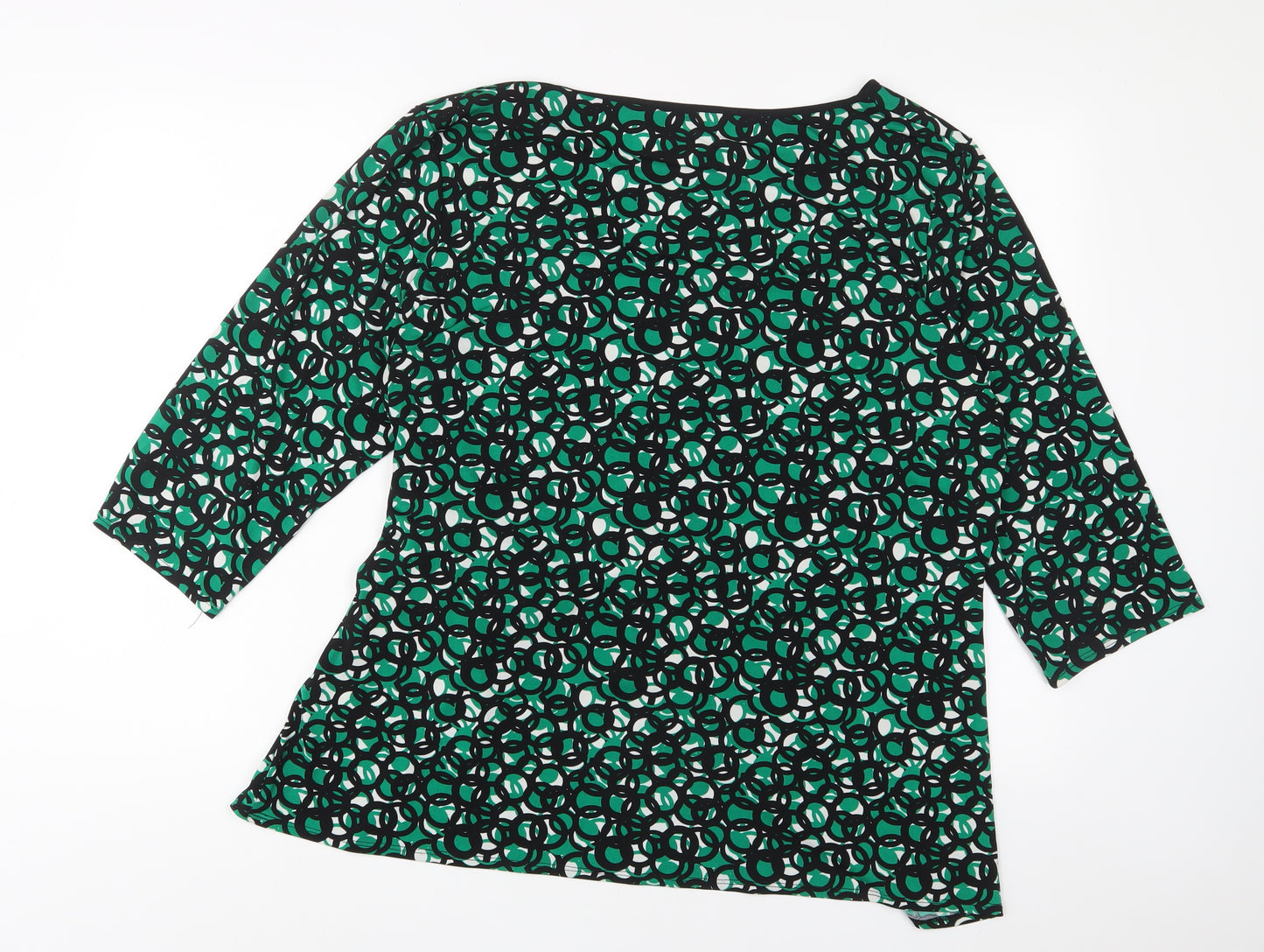 Debenhams Womens Green Geometric Polyester Wrap Blouse Size 22 V-Neck