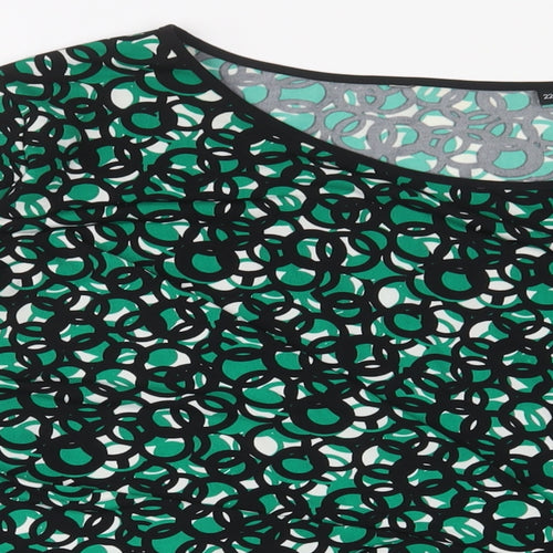 Debenhams Womens Green Geometric Polyester Wrap Blouse Size 22 V-Neck