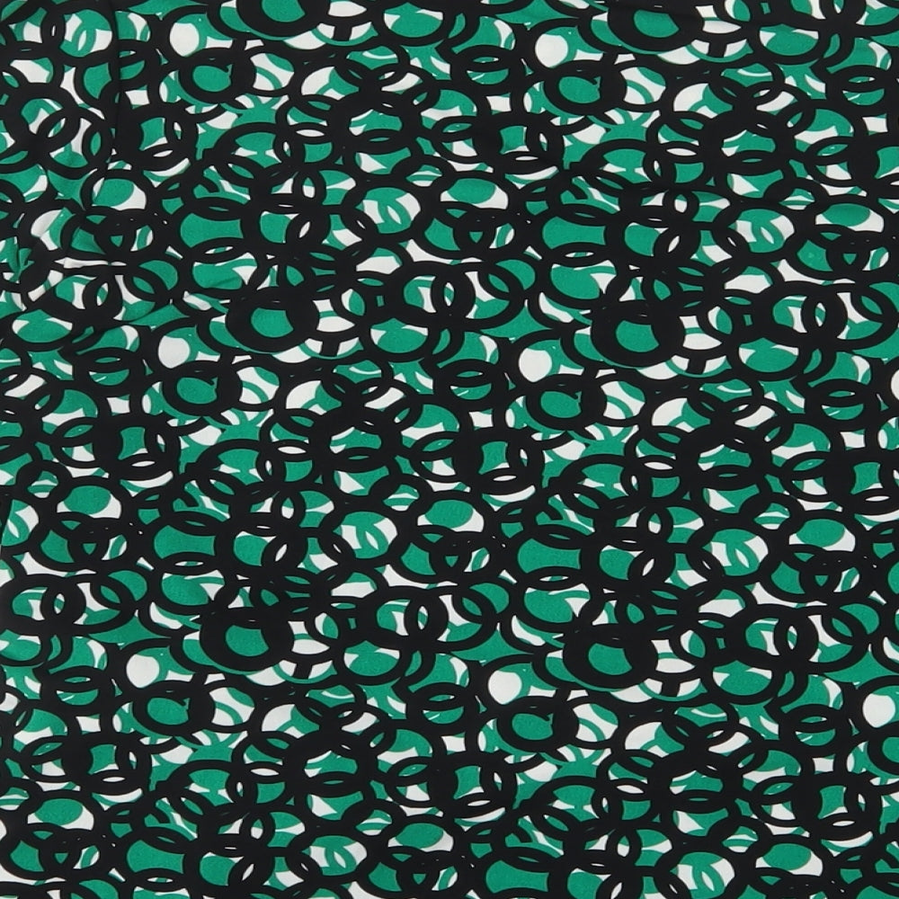 Debenhams Womens Green Geometric Polyester Wrap Blouse Size 22 V-Neck