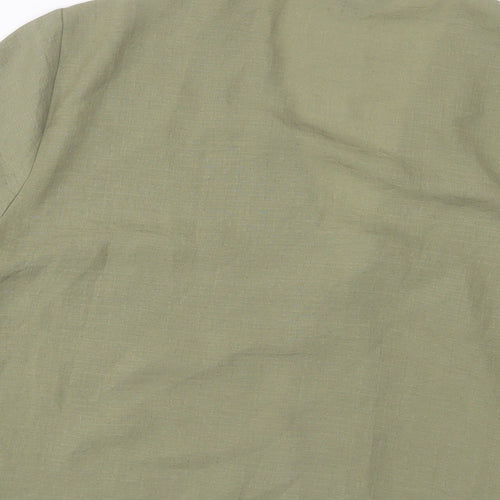 Topshop Womens Green Polyester Basic Button-Up Size 10 V-Neck