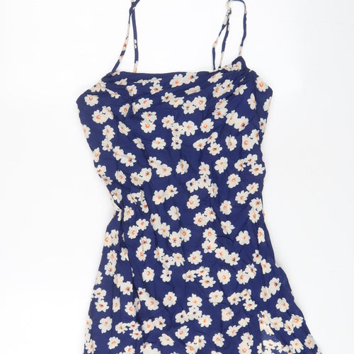 Verge Girl Womens Blue Floral Polyester A-Line Size 12 V-Neck Pullover