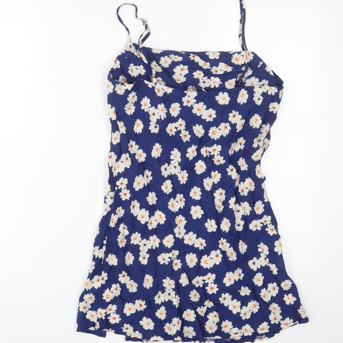 Verge Girl Womens Blue Floral Polyester A-Line Size 12 V-Neck Pullover