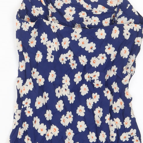 Verge Girl Womens Blue Floral Polyester A-Line Size 12 V-Neck Pullover