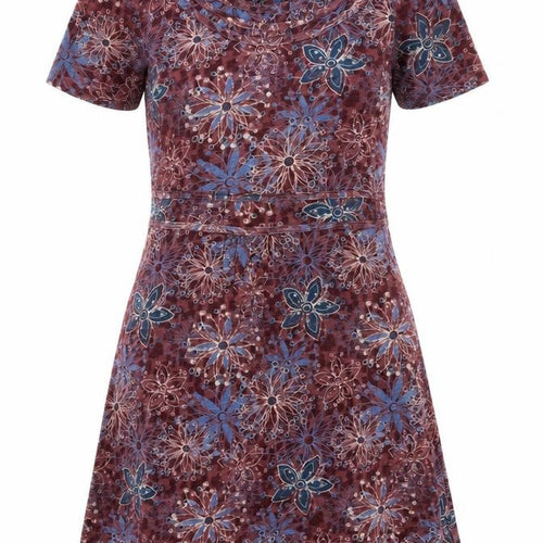 Debenhams Womens Purple Floral Cotton A-Line Size 12 Boat Neck Pullover