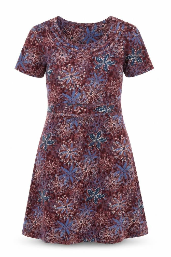 Debenhams Womens Purple Floral Cotton A-Line Size 12 Boat Neck Pullover