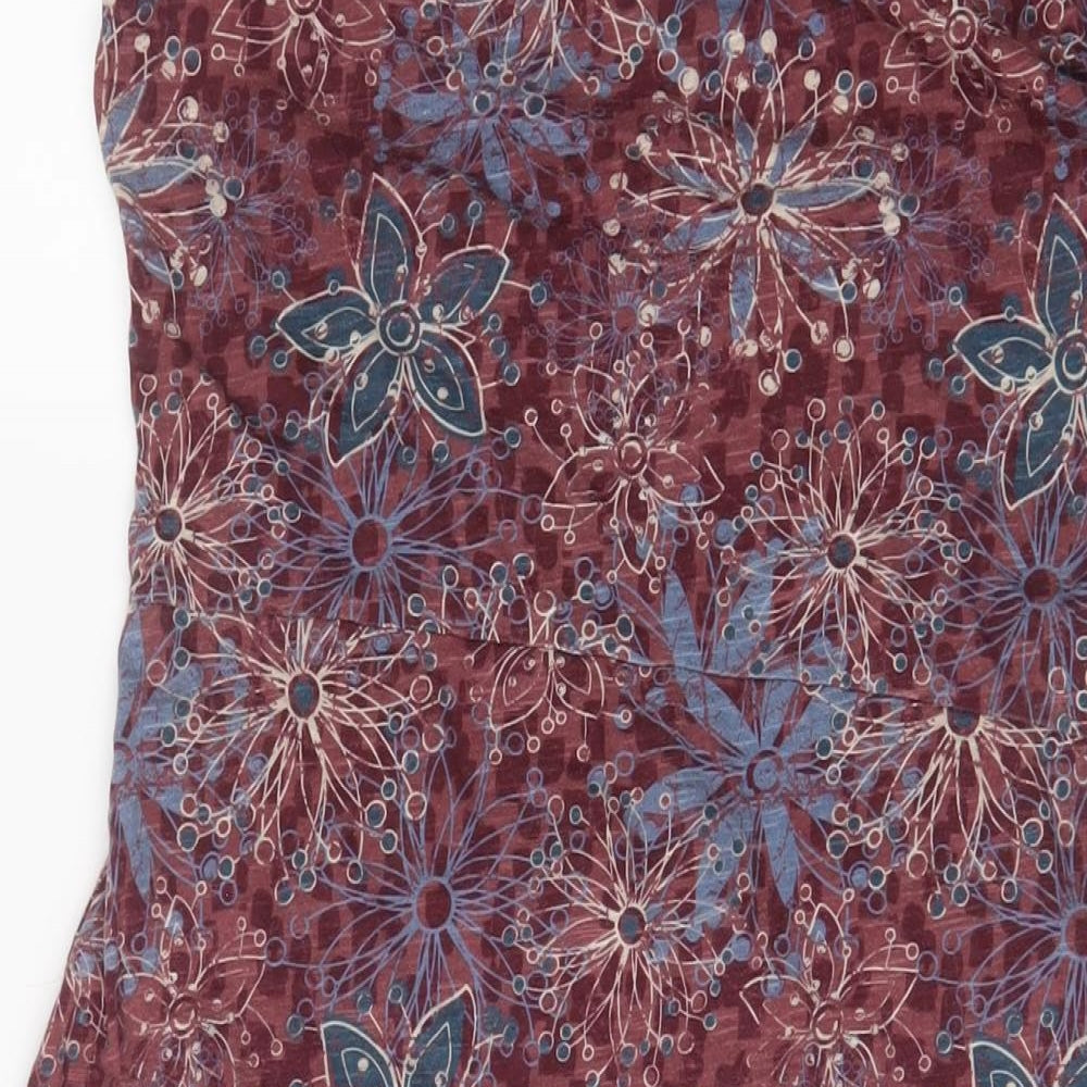 Debenhams Womens Purple Floral Cotton A-Line Size 12 Boat Neck Pullover