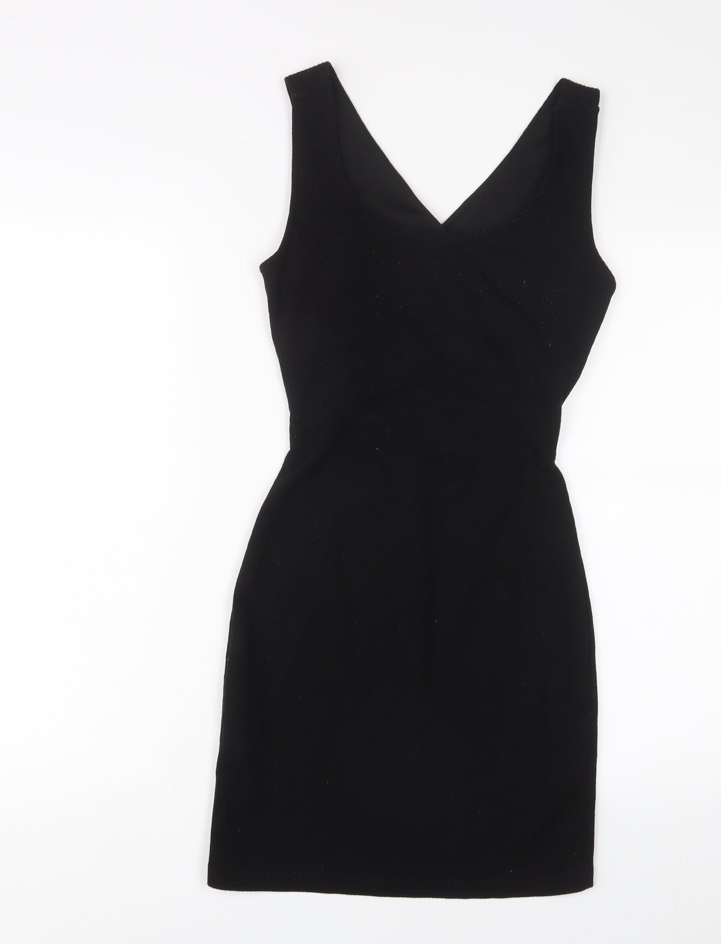Mango Womens Black Polyester Bodycon Size S V-Neck Pullover