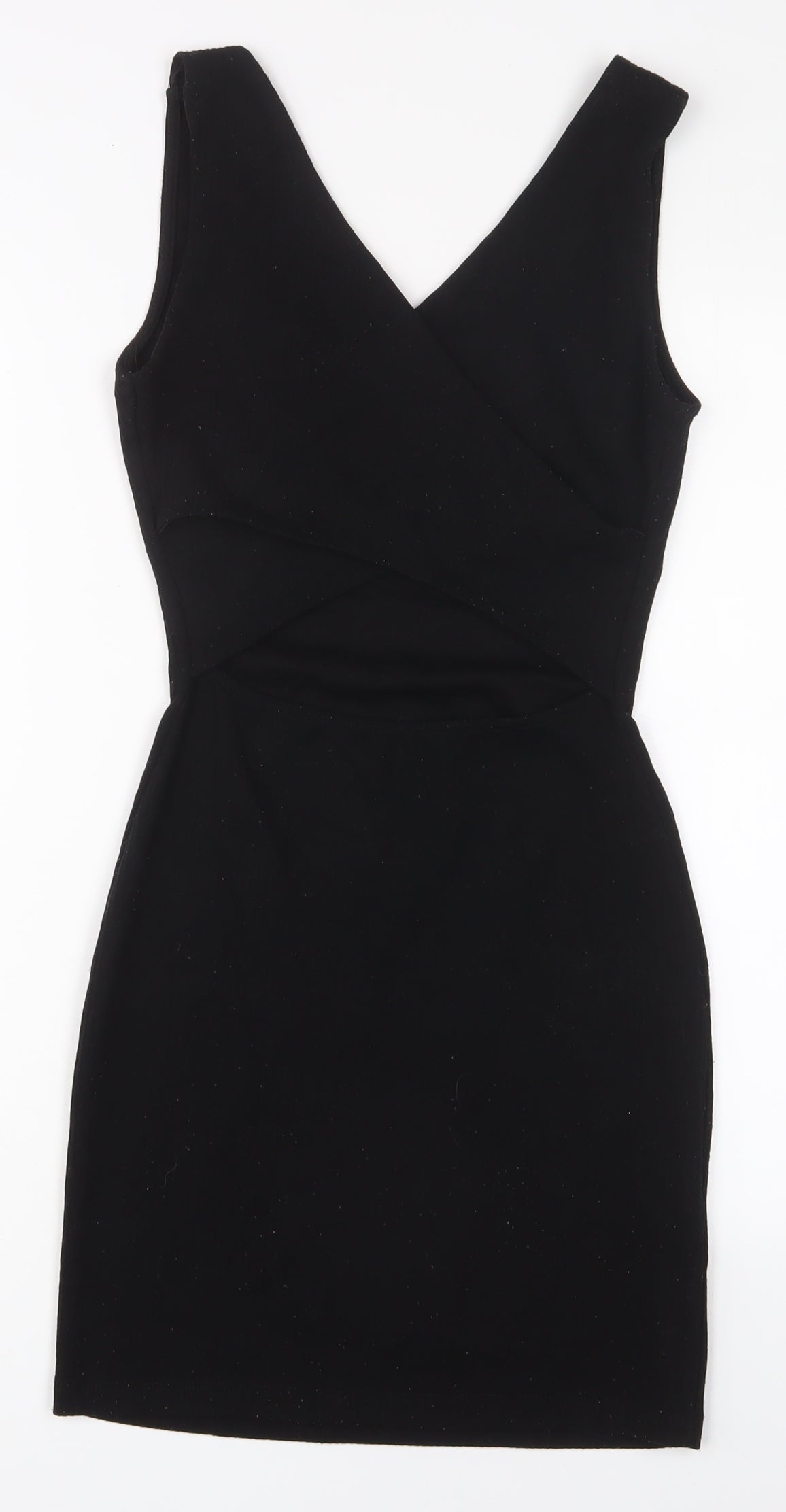 Mango Womens Black Polyester Bodycon Size S V-Neck Pullover