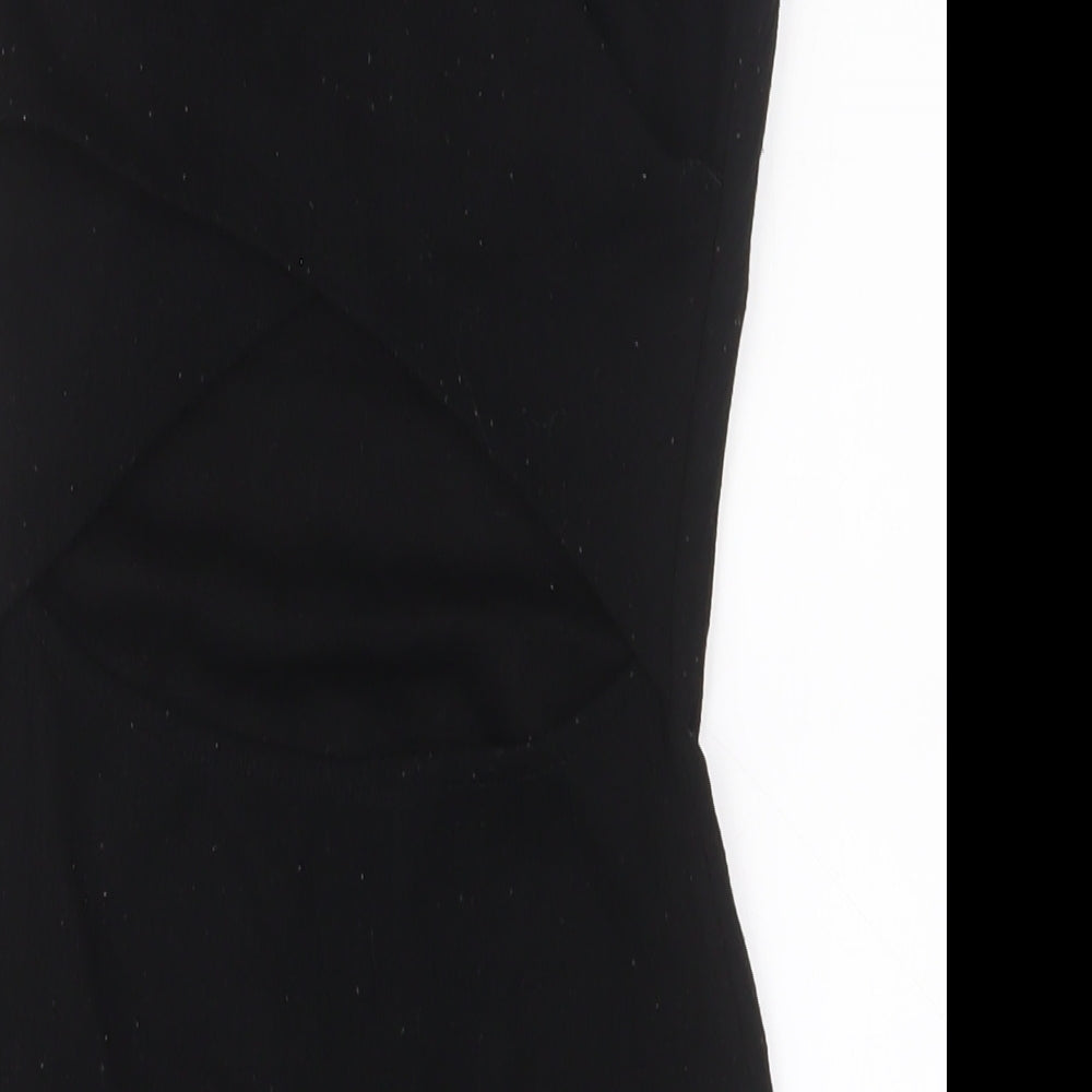 Mango Womens Black Polyester Bodycon Size S V-Neck Pullover