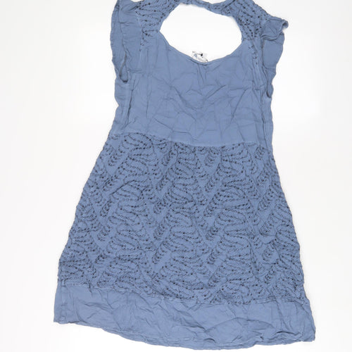 Ghost Womens Blue Viscose A-Line Size 10 V-Neck Pullover - Embroidered